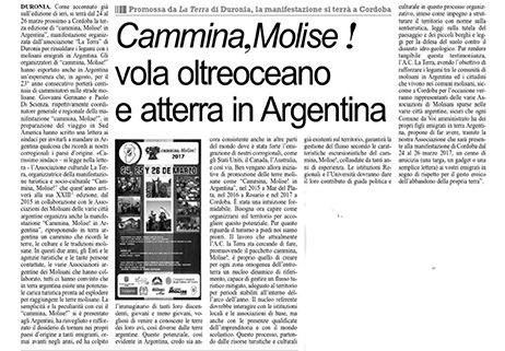 Cammina, Molise! in Argentina – III EDIZIONE – Comunicato stampa